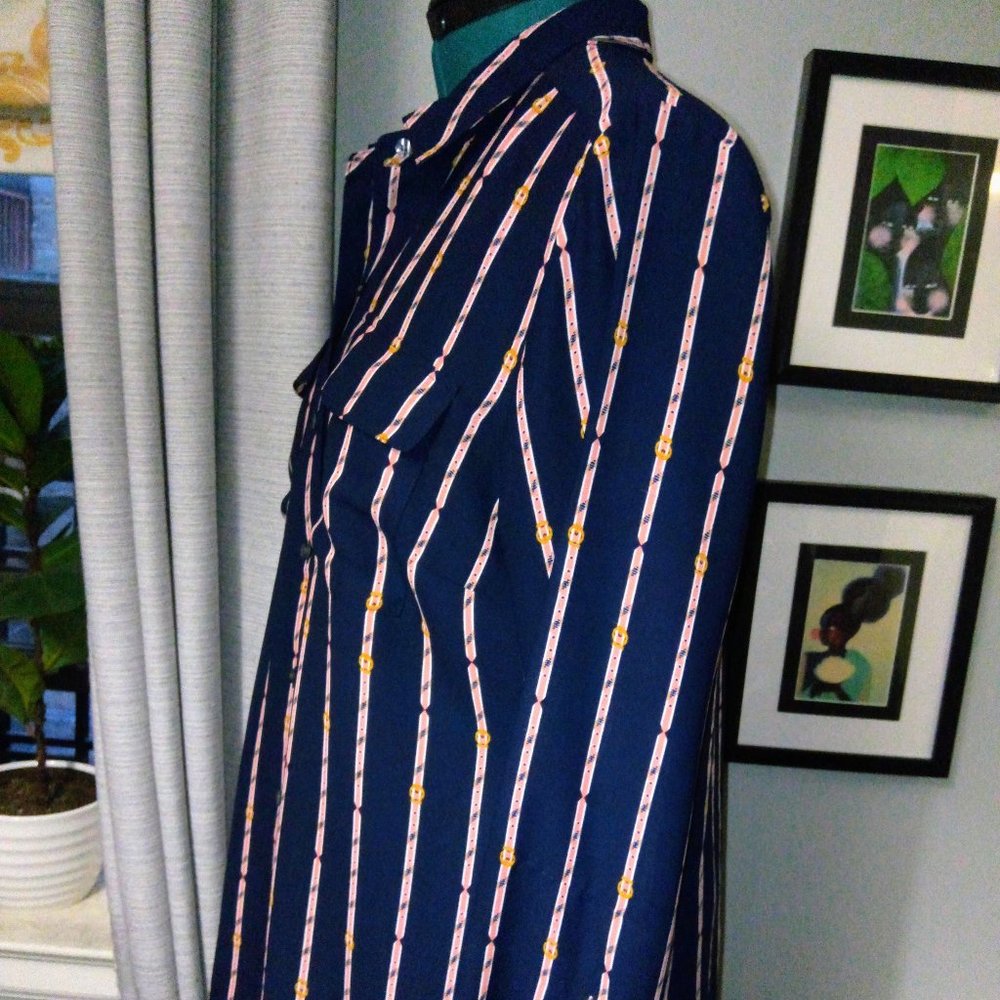 Natuical Striped Collared Blouse by Charter Club Sz Large NWT - Picture 9 of 15
